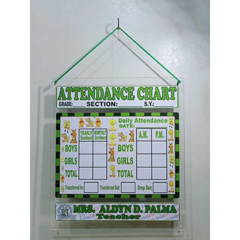 Attendance Chart Word Wall Chart Cleaners Chart Customized Shopee Philippines 7695