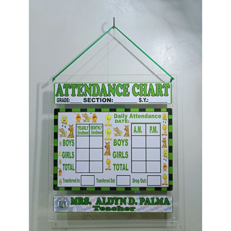 attendance-chart-word-wall-chart-cleaners-chart-customized-shopee