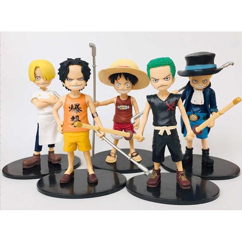 One Piece Luffy Zoro Ace Sabo Sanji Kid Set Of 5 Action Figure Shopee Philippines