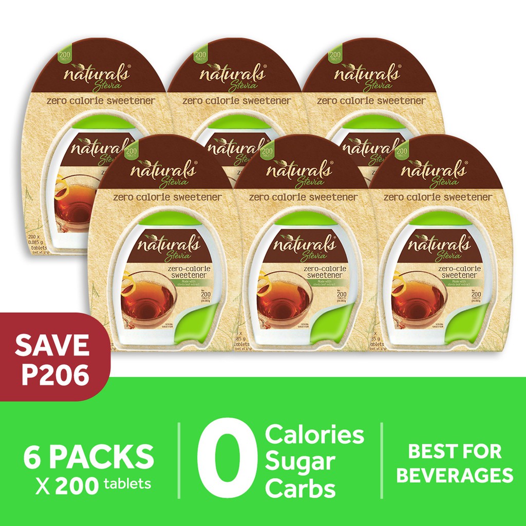 NATURALS STEVIA 6 packs x 200 tablets, Zero Calorie Sweetener, Stevia
