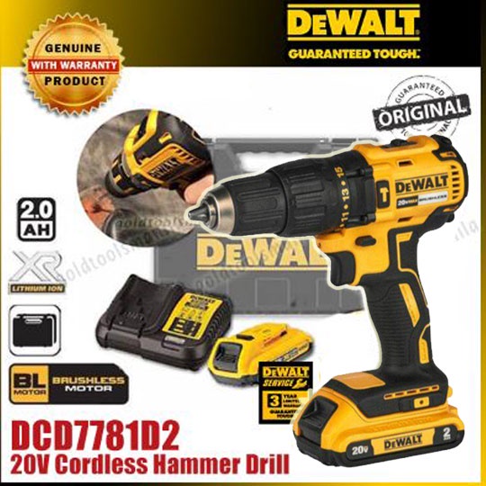 DeWALT Original DCD7781D2 20V Brushless Cordless Hammer Drill | Shopee ...