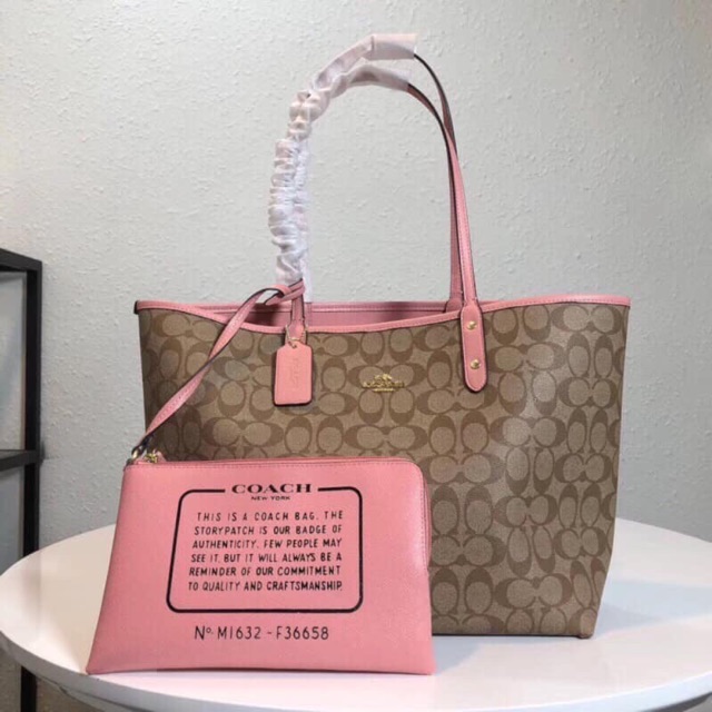 coach reversible tote pink