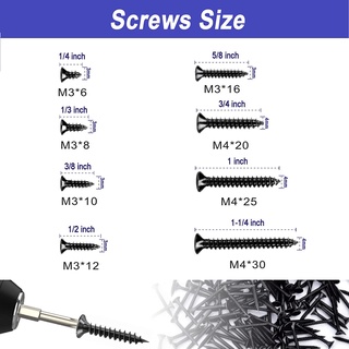 480 Pieces M3 M4 Self-Tapping Wooden Screws Sorting Kit, Philips Flat ...