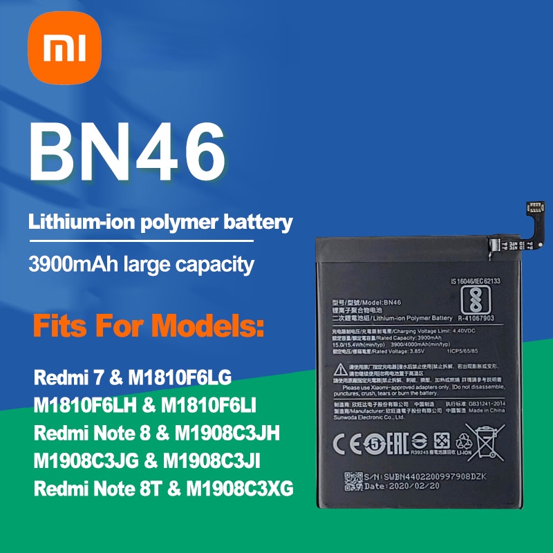 Xiaomi Redmi Note 8/Note 8T Redmi 7 Battery BN46 High Quality Capacity