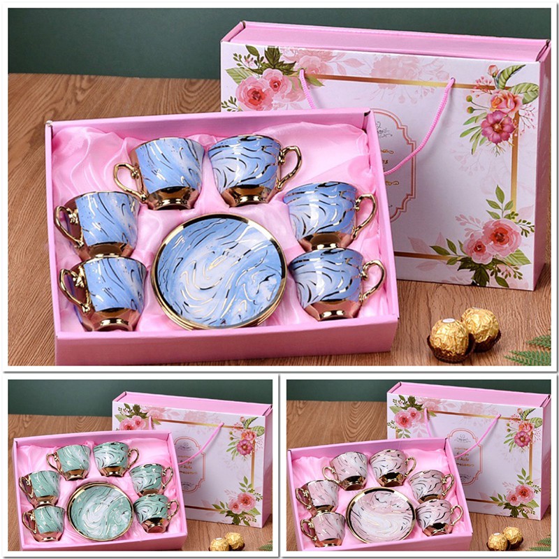 Dailyhome 12 pcs Ceramic Coffee Cup Saucer Gift Box Set Bone China Tea Cups Saucers Shopee