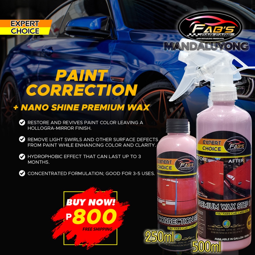 FABS Car Care Paint Correction 250ML (STEP1) and Premium Wax (STEP2
