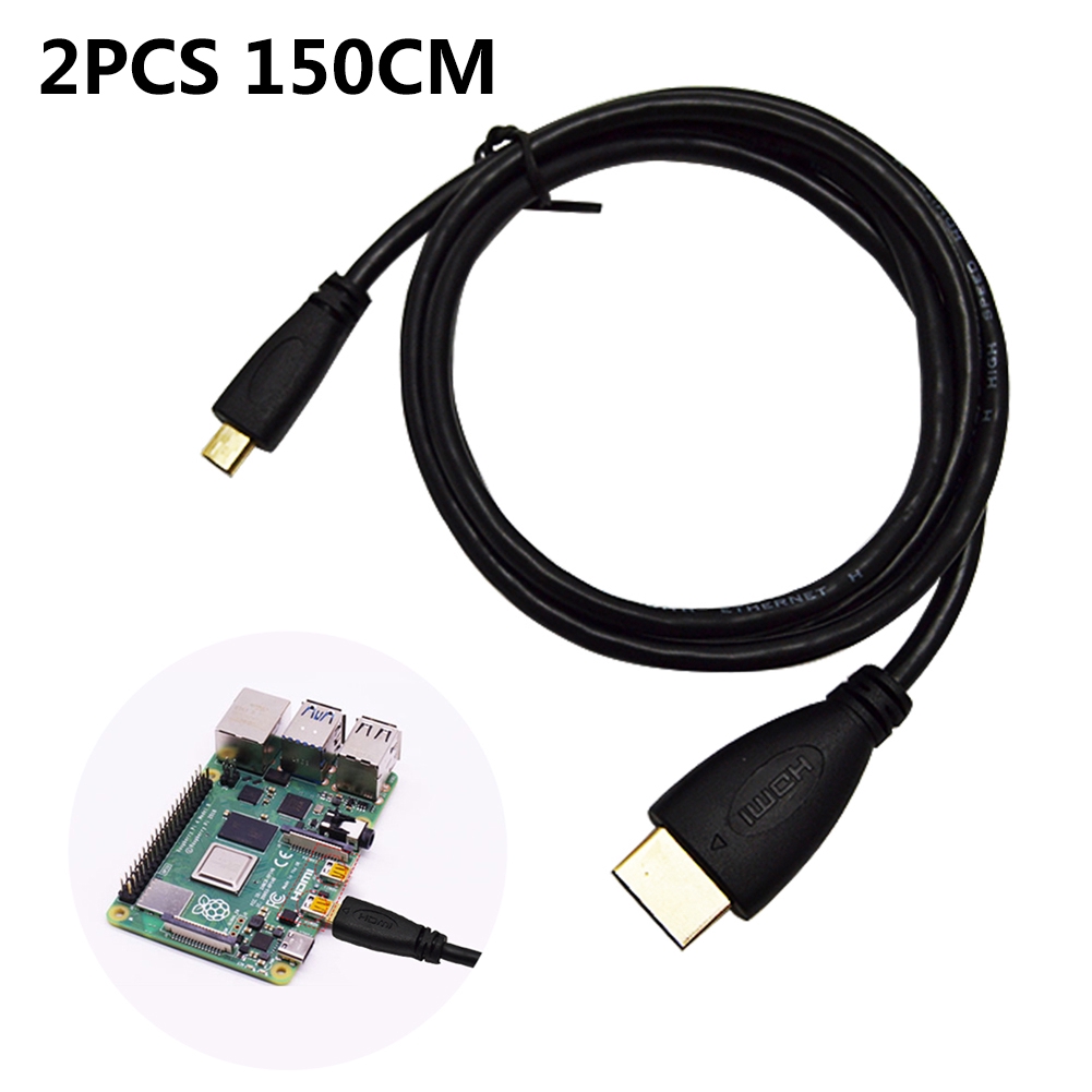 2pcs Micro Hdmi To Hdmi Cables For Raspberry Pi 4b Hdtv Android Phone Flat Hd Tv Shopee Philippines