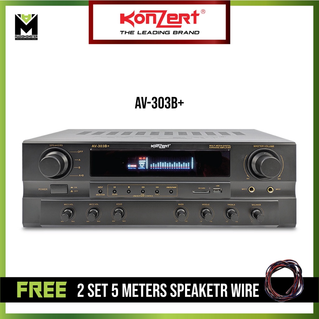 Konzert AV303B+ 200W x 2 Multi Media Karaoke Amplifier with FM