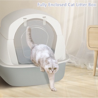 Fully Enclosed Cat Litter Box With Scoop Kitten Litter Box Cat Toilet Large Cat Litter Hooded Box