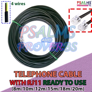 Telephone wire  w/ rj11 (black) 8 meters to 20 meters