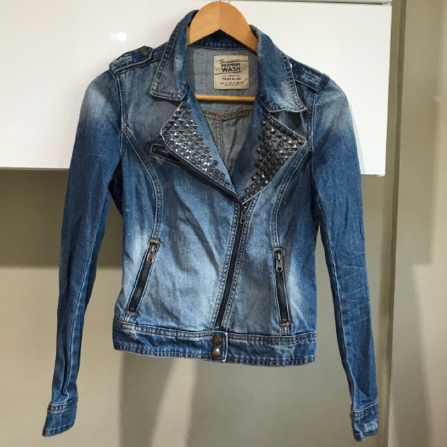 zara blue biker jacket