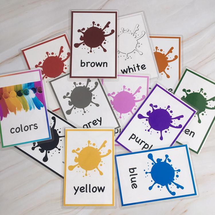 English Flash Card Color Learning Card Color 12pcs Kids Word