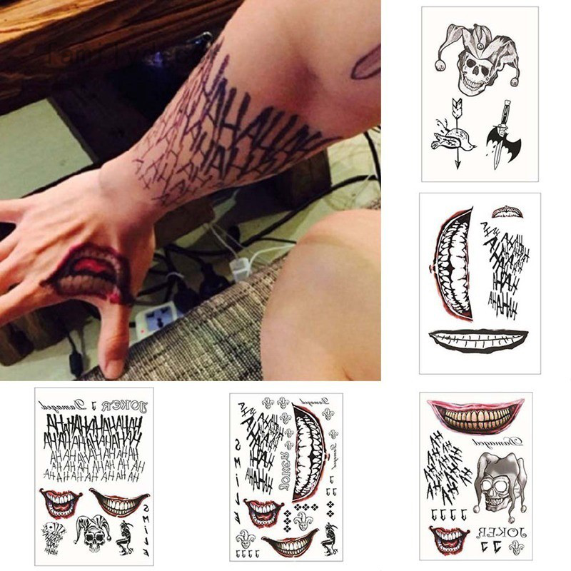 Halloween Cosplay The Joker Design Hahaha Waterproof Temporary Tattoo Stickers Arm Body Face Decal Shopee Philippines