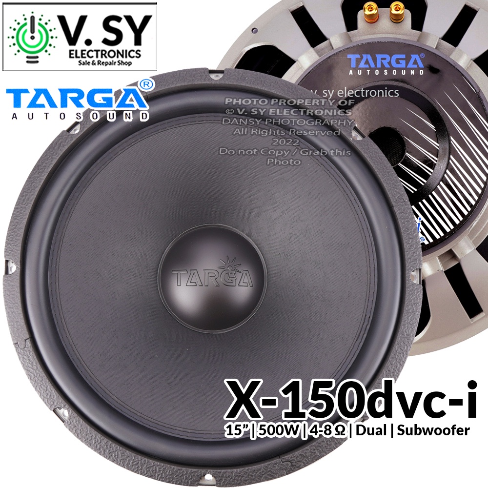 Original Targa X 150dvc i 15 Inches 500W 4 8 Ohms Dual Car Subwoofer