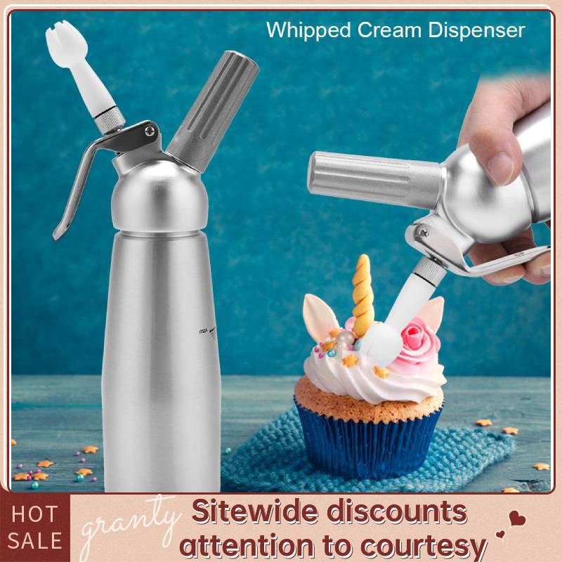 Amazon Com Professional Whipped Cream Dispenser Highly Durable Aluminum Cream Whipper 3 Various Stainless Culinary Decorating Nozzles And 1 Brush Whip Cream Canister With Recipe Guide Homemade Cream Maker Kitchen Dining