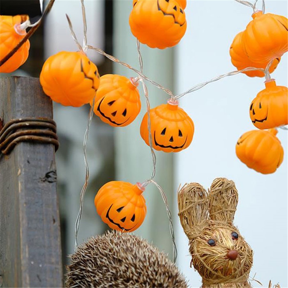1M 10LED Light Halloween Pumpkin Creative Light String DIY Pumpkin Lantern Holiday Decoration Without Battery