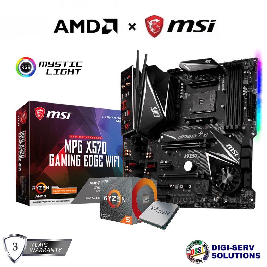 Amd Ryzen 5 3600xt Processor With Msi Mpg X570 Gaming Edge Wifi Amd Am4 Gaming Motherboard