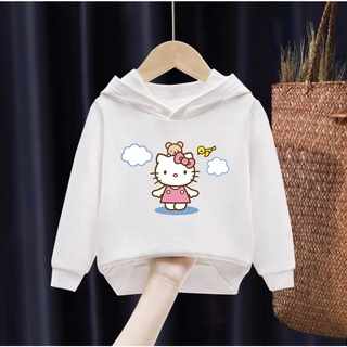 ️Ready Stock️ Hello Kitty Girls Hello Kitty Hoodie Girls Printed Hoodie Loose Long Sleeve Jacket Fleece Jacket #5