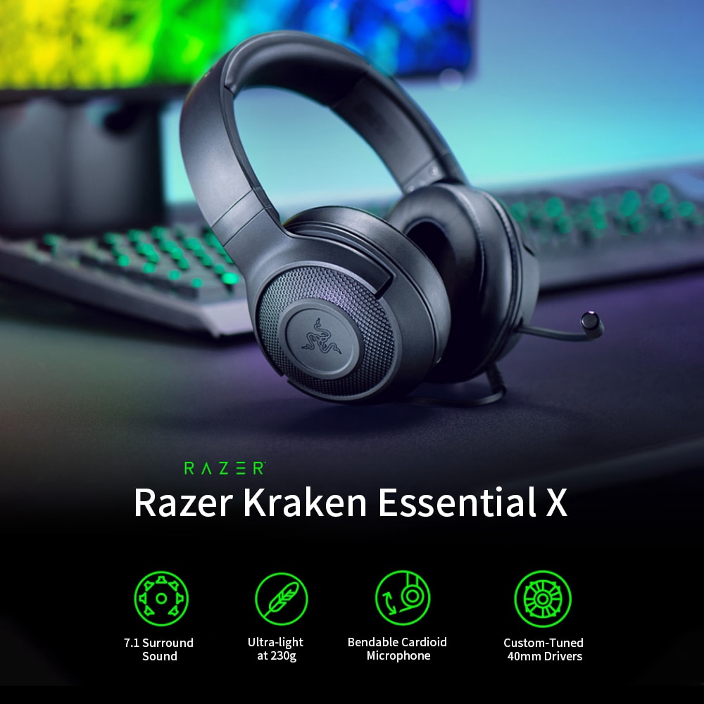 Razer Kraken X Original Gaming Headset 7 1 Surround Ultralight Noise Cancelling Headphones Shopee Philippines