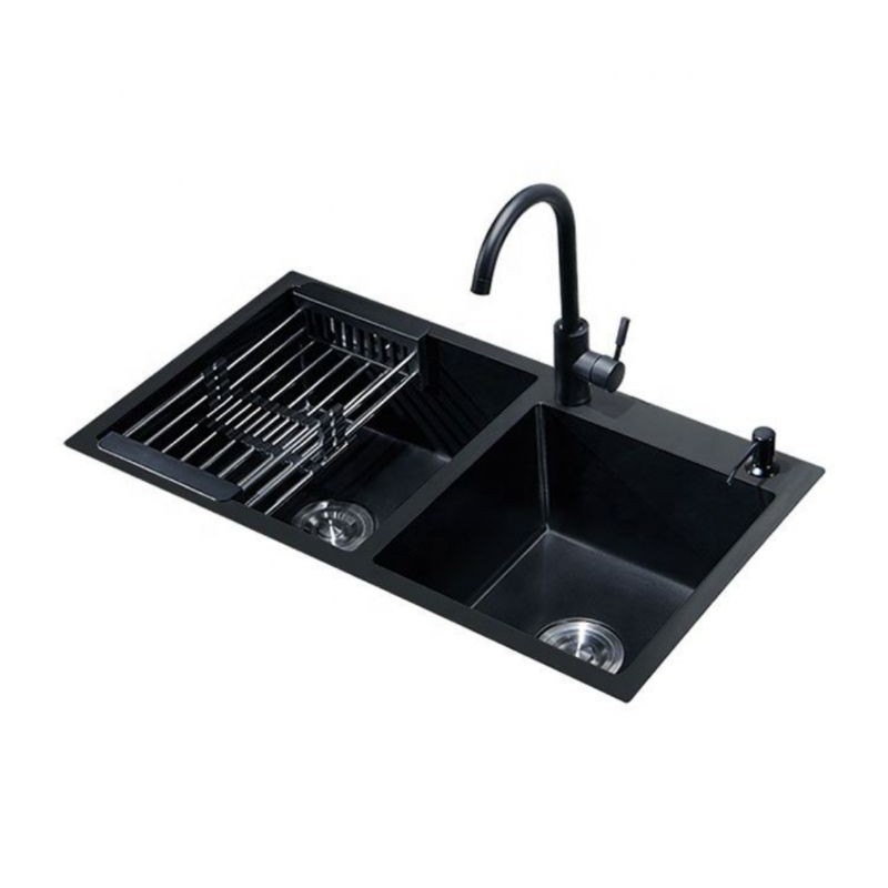 Kitchen Sink Double Matte Black 78x43cm Complete Set Shopee Philippines