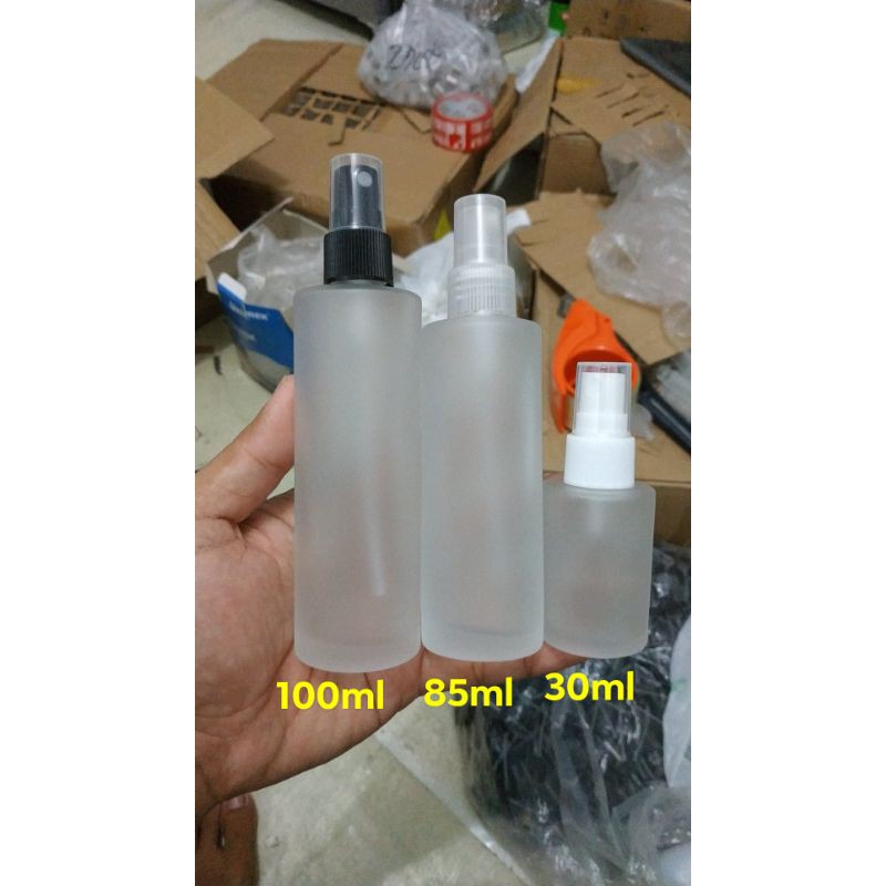 100ml, 85ml , 30ml Empty Glass frosted round bottle spray | Shopee ...