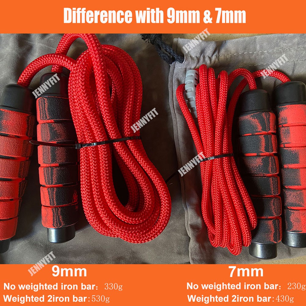 blue Details about   OWS Weighted Jump Rope Workout 9mm Heavy Extra Thick Bold Cotton Rope 
