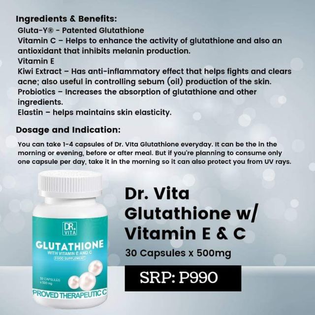 Glutathione With Vitamin E And C 30capsules Shopee Philippines