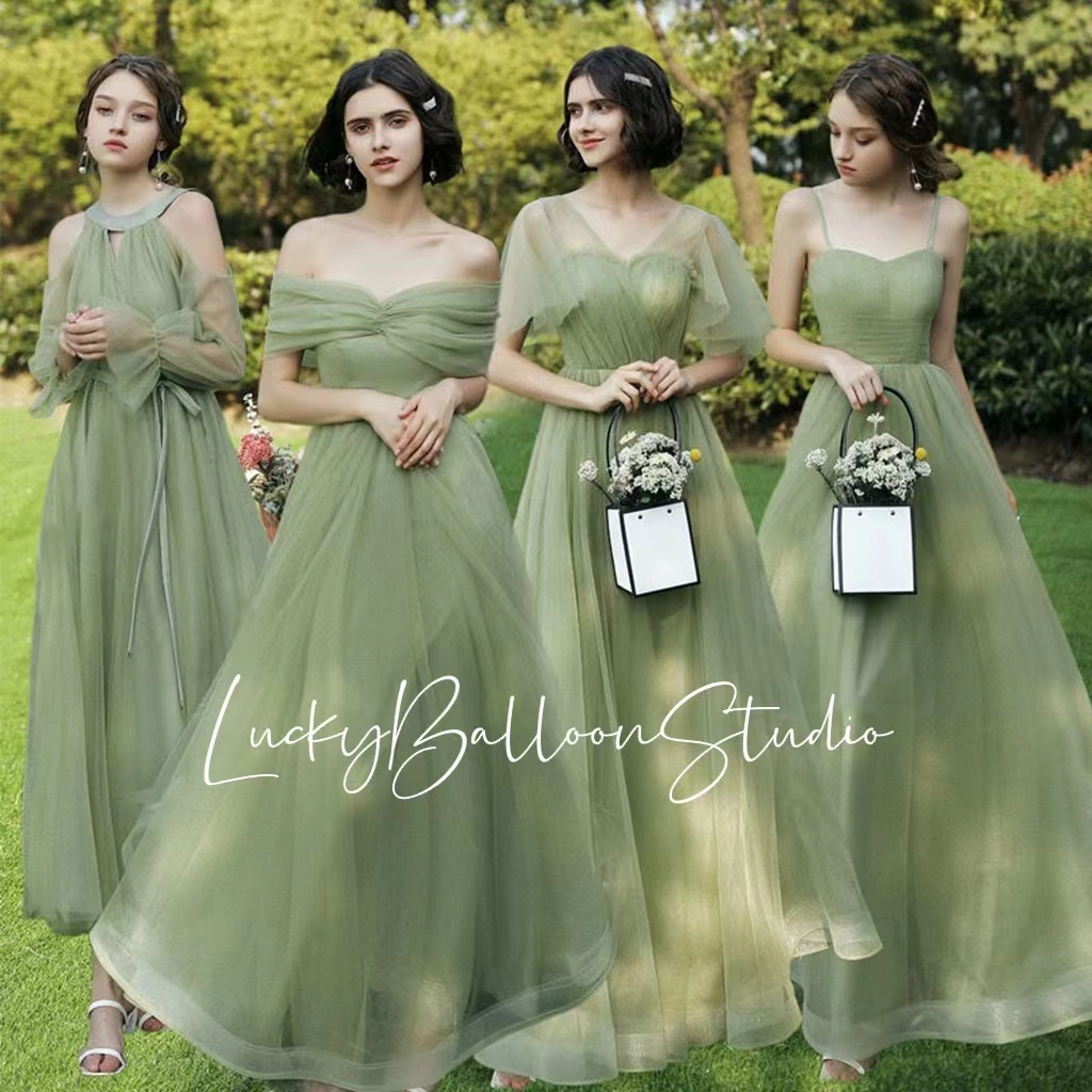 Customizable (Just Size) Dress Grass Green/Khaki Color Long Bridesmaid