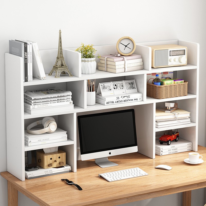 Kevindesktop Shelf Desk Bookshelf, Multi Tier Bookcase With Fold Down Desktop Computer