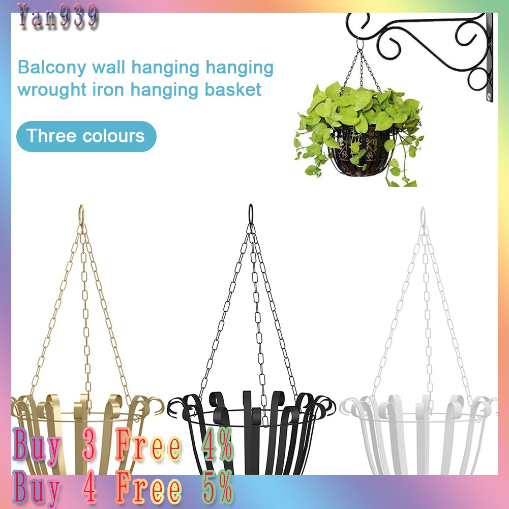 Tftablebeut Wall Hanging Iron Flowerpot Basket Hanger Planter Balcony Garden Home Decor Shopee Philippines