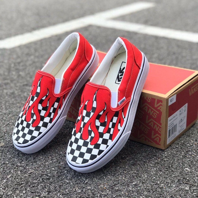 all red vans slip on