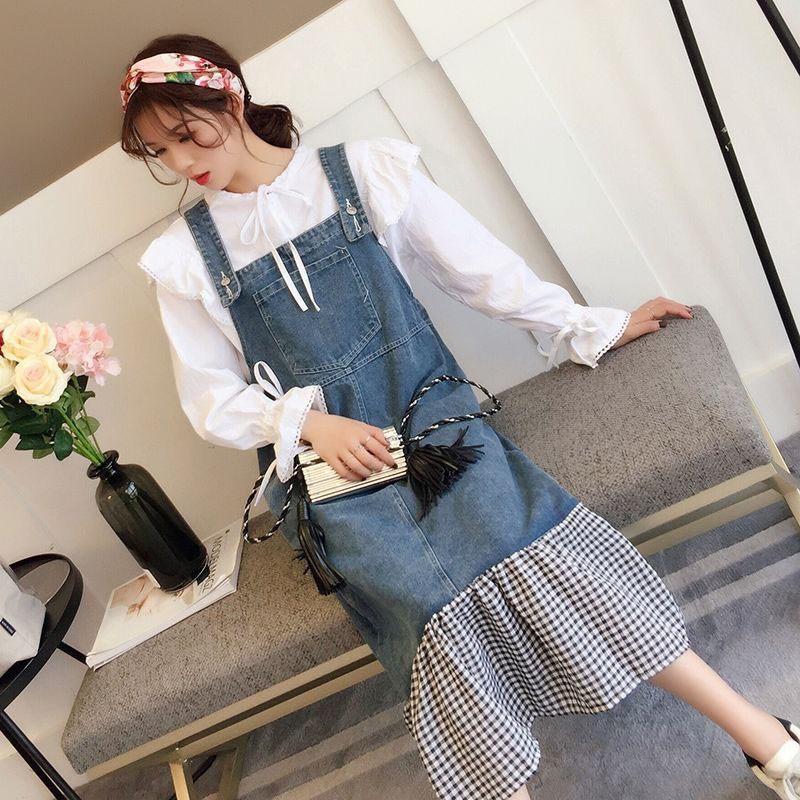 denim overall maxi dress