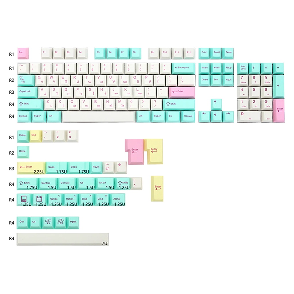 OG KEY CHERRY PROFILE AEROSPACE CADET DYE SUB KEYCAP SET THICK PBT FOR ...