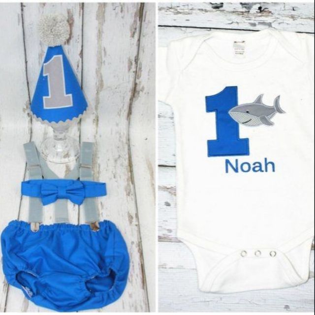 Baby shark baby outfit, royal blue baby shark outfit for baby boy cake