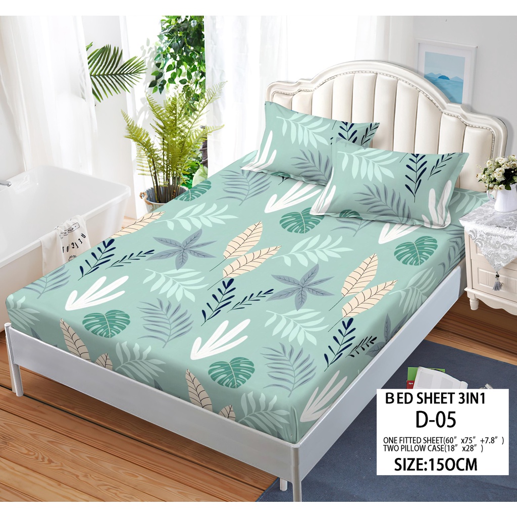 3N1 Fully Garterized Bed Sheet with 2 Pillow Case Buy/ Set Shopee