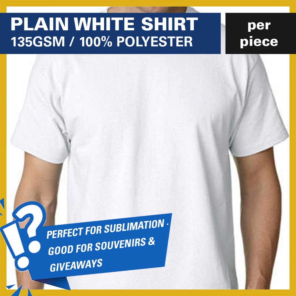 Plain Basic White Shirt Adult Round Neck Polyester Sublimation Tshirt 