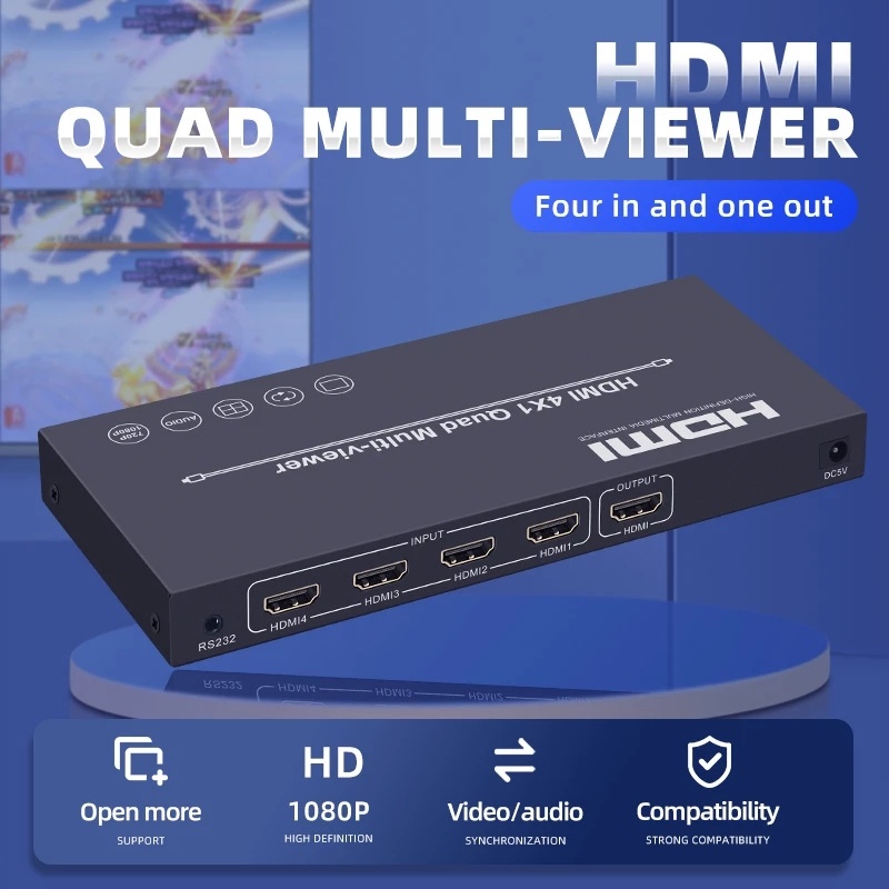 1080P 4x1 HDMI Quad Multiviewer Seamless Switch HDMI Multiviewer Multi