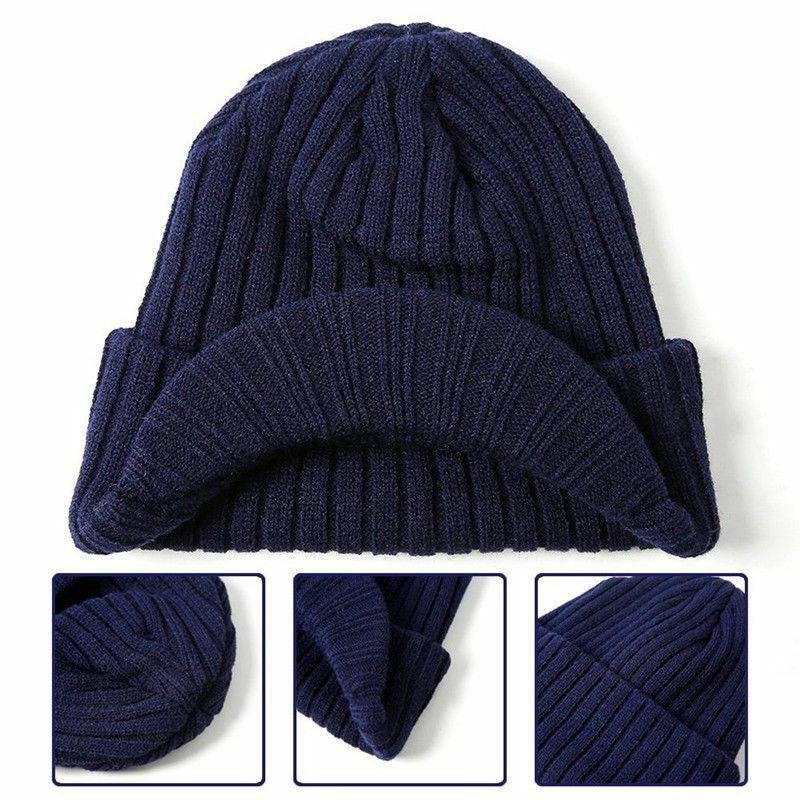 peaked knitted hat