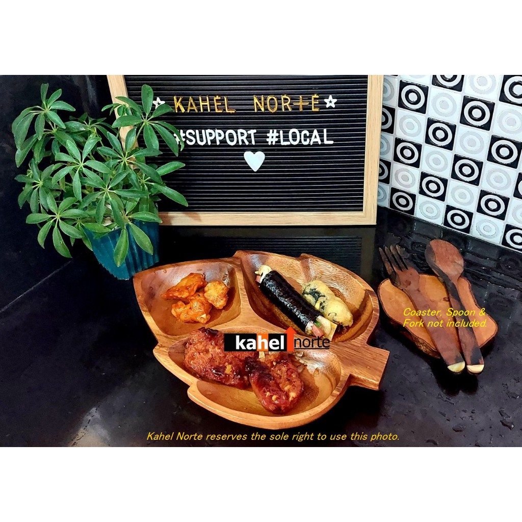Wooden Maple Leaf Plate with Compartments