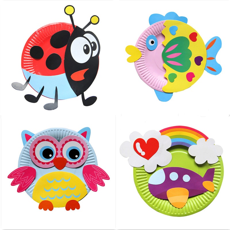 Animal Cartoon Paper Plate Drawing DIY Handmade Craft Toys Material Package  Children Creative Puzzle | Shopee Philippines