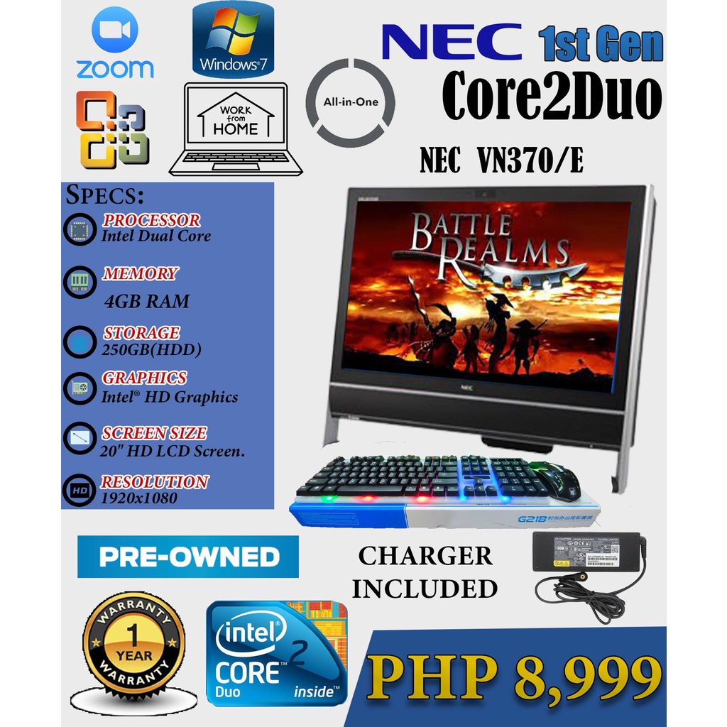 Nec Vn370 E 1st Gen Intel Core 2 Duo 250gb Hdd All In One Dekstop Pc Shopee Philippines