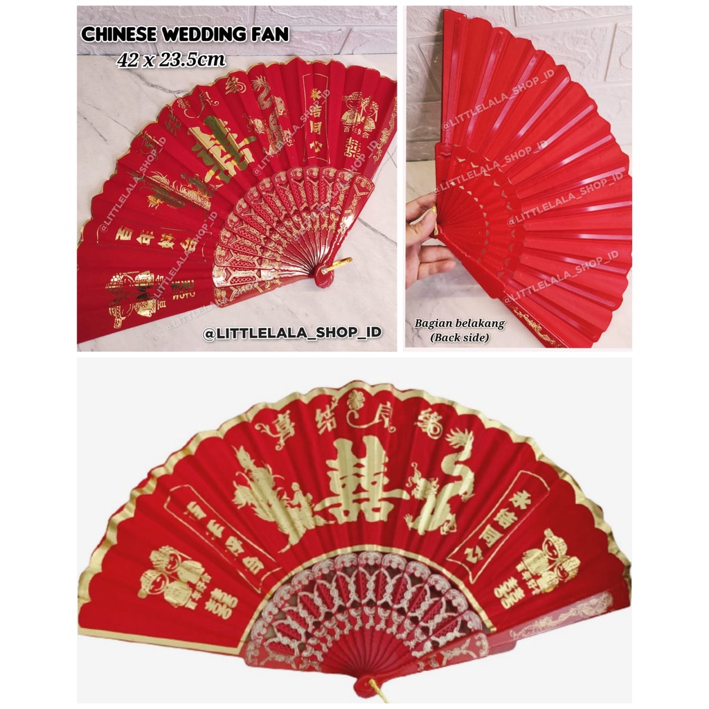 MERAH Wedding fan / chinese wedding fan / sanghi fan / sangjit fan / folded fan / folding fan