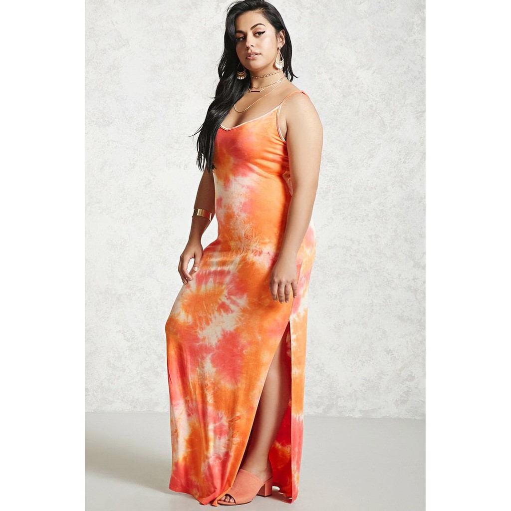 coral plus size maxi dress