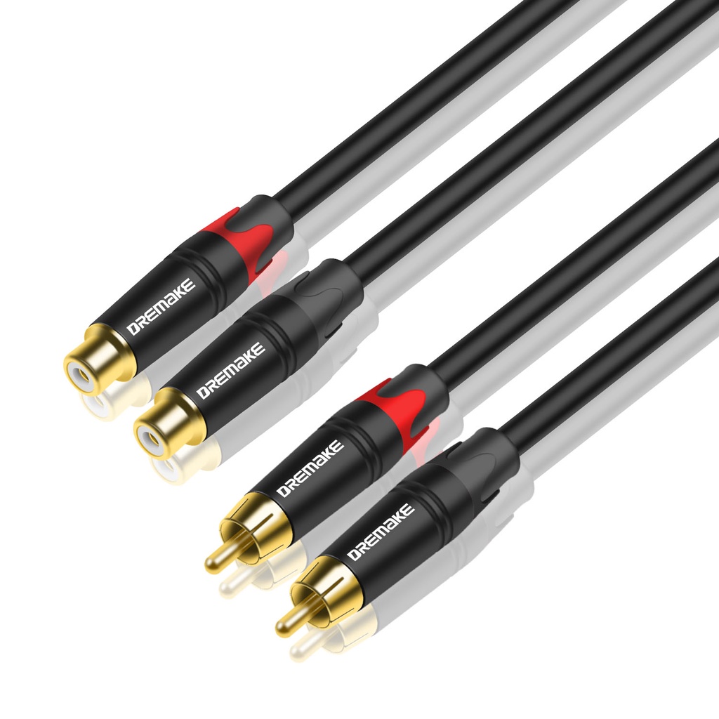 DREMAKE Stereo Jack RCA Cable Gold Plated 2 RCA to 2 RCA Male to Male