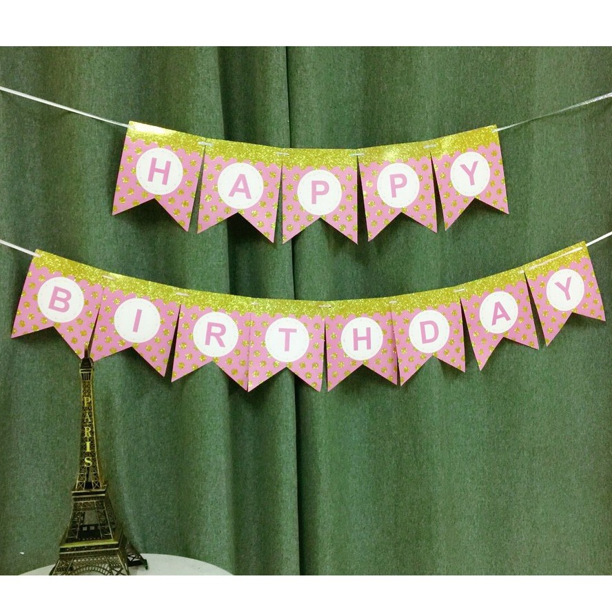 Happy Birthday Polkadots Glitter Letter Banner Shopee Philippines