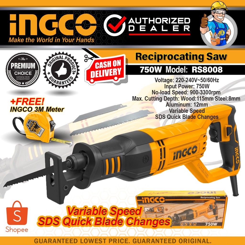 INGCO 750W Industrial Reciprocating Saw RS8008 Shopee Philippines