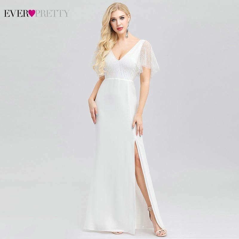 white side split dress