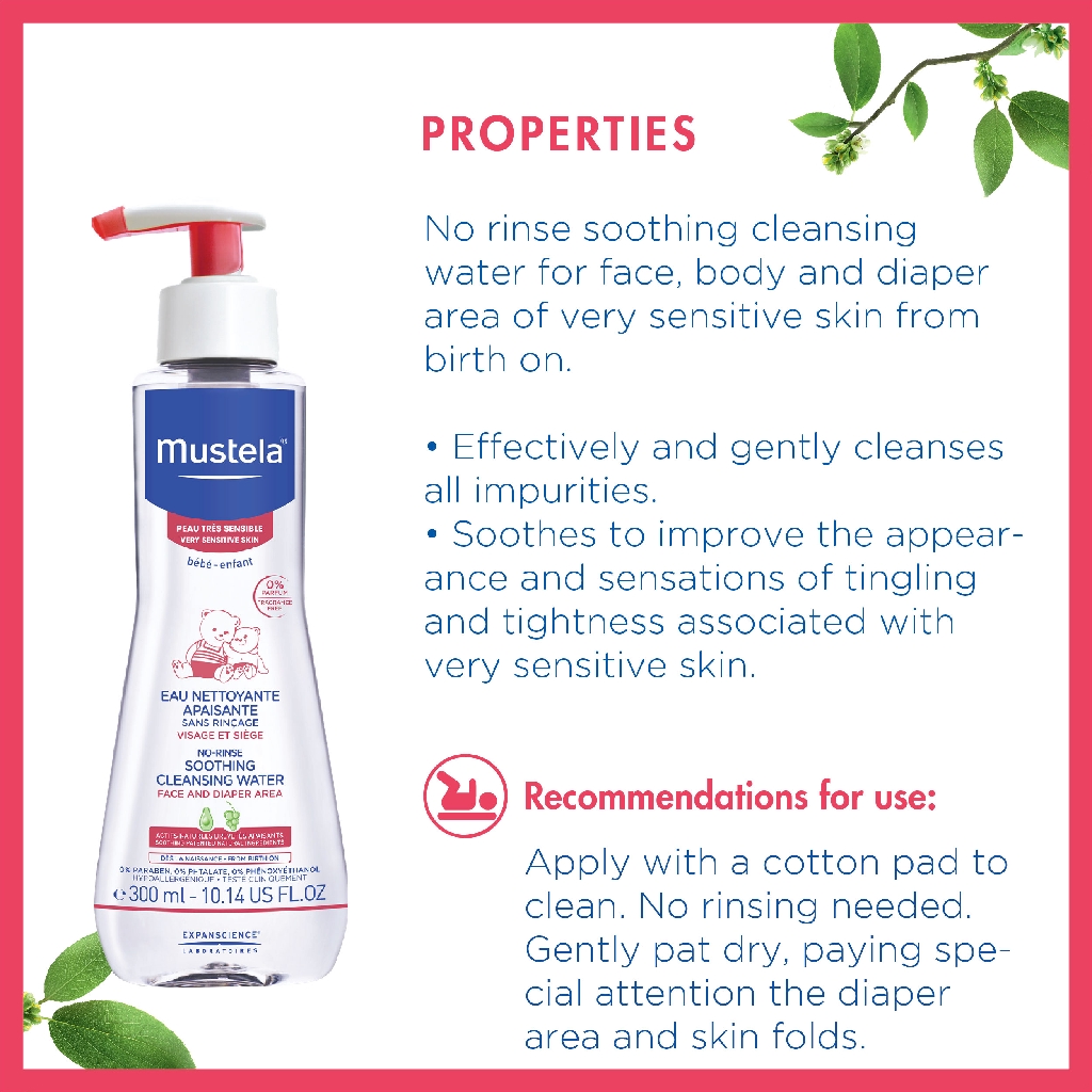 mustela no rinse soothing cleansing water