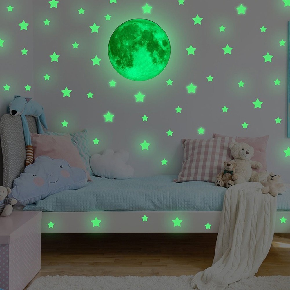 Glow In Dark Wall Ceiling Stars Moon Stickers Wall Stickers Night 