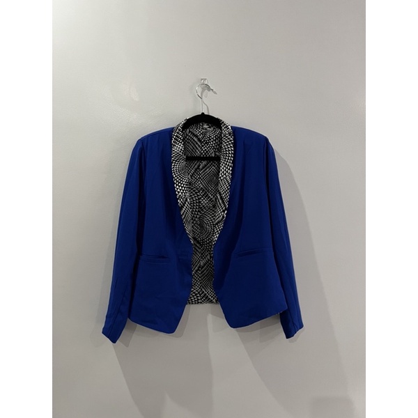 Royal Blue and Printed Reversible Blazer in Medium Frame | Shopee ...